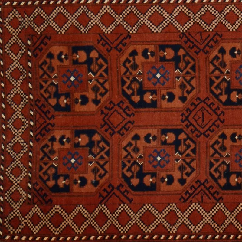 Hand-Knotted Turkmen Afghan Rug, 93 × 309 cm, Wool - Image 4