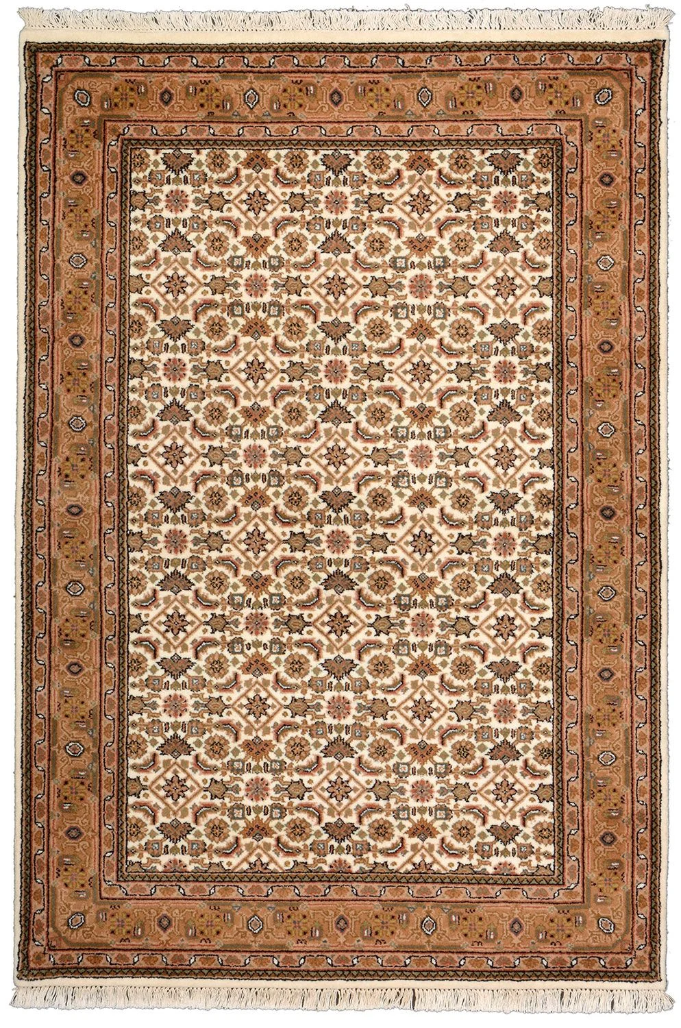 Hand-Knotted Herati Indian Rug, 123 × 182 cm, Wool