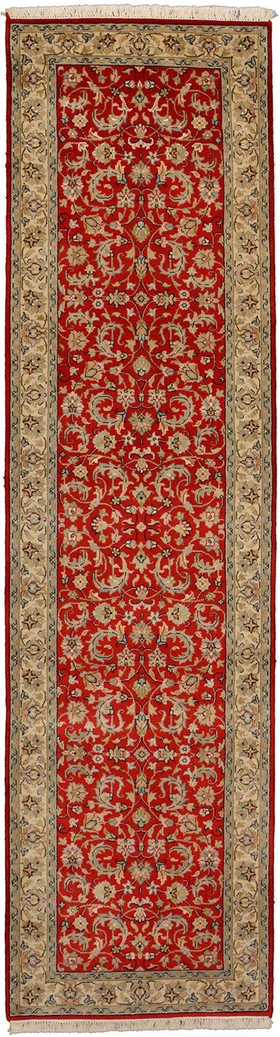 Wool Isfahan Indian Rug 78 × 292 cm, hand-knotted