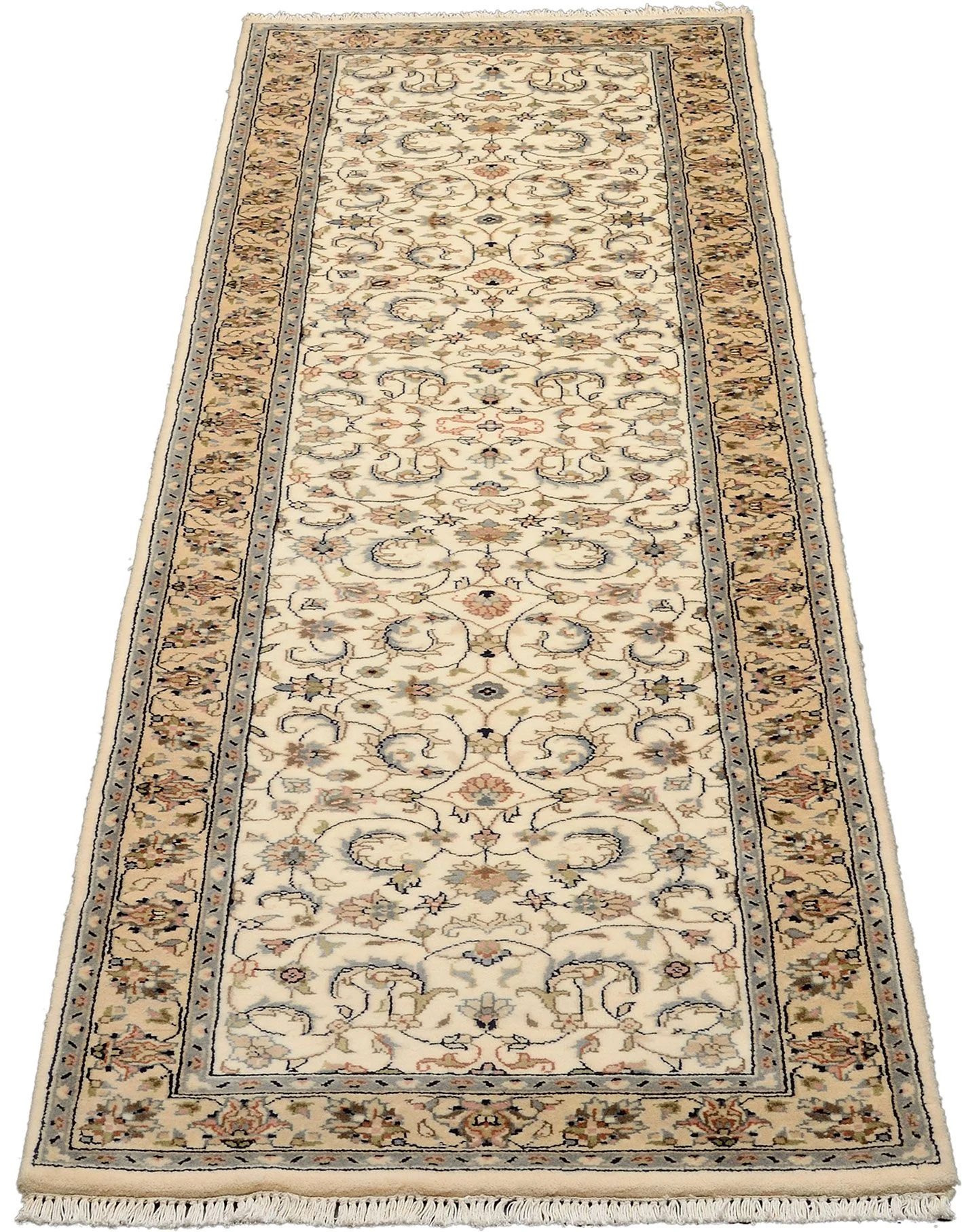 Alternative view of Wool Isfahan Indian Rug 75 × 270 cm, hand-knotted