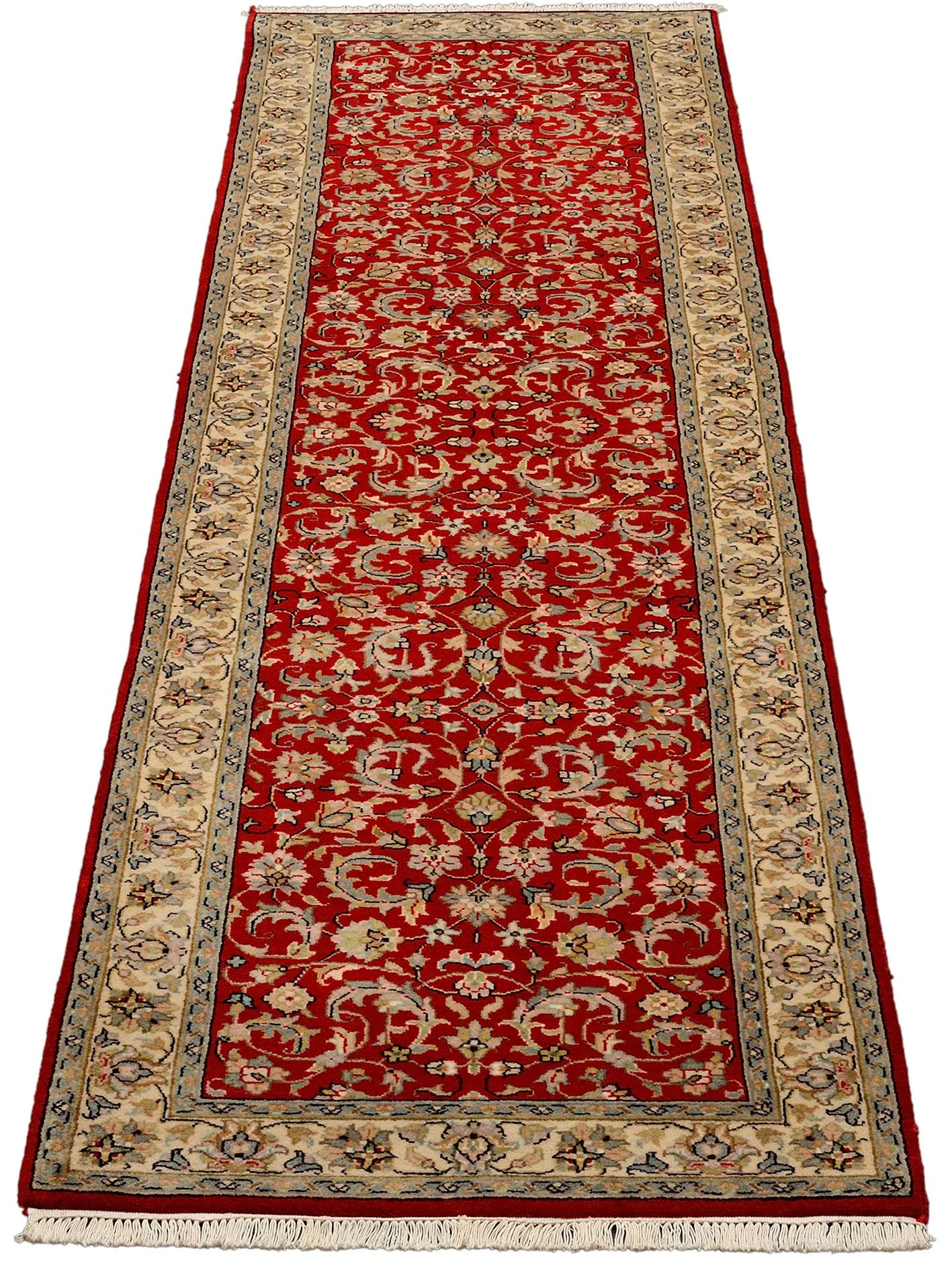 Alternative view of Wool Isfahan Indian Rug 78 × 292 cm, hand-knotted