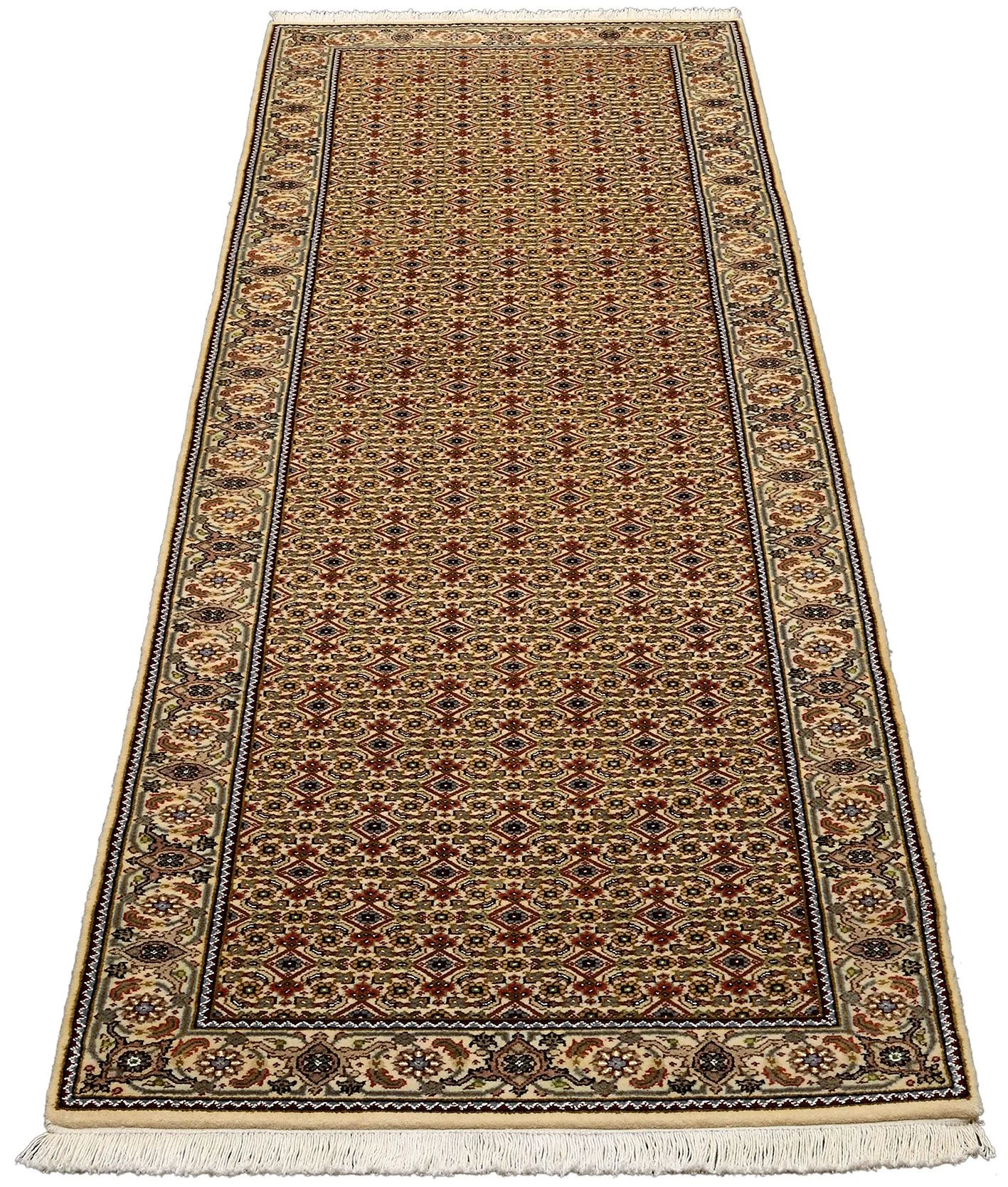 Alternative view of Wool Tabriz Indian Rug 86 × 298 cm, hand-knotted