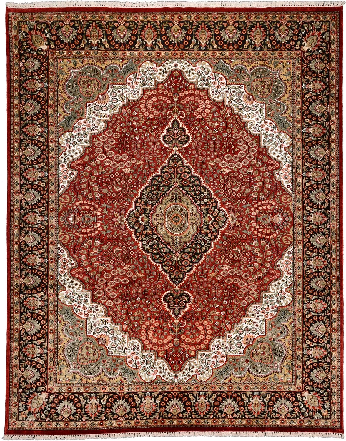 Hand-Knotted Indian Rug, 246 × 311 cm