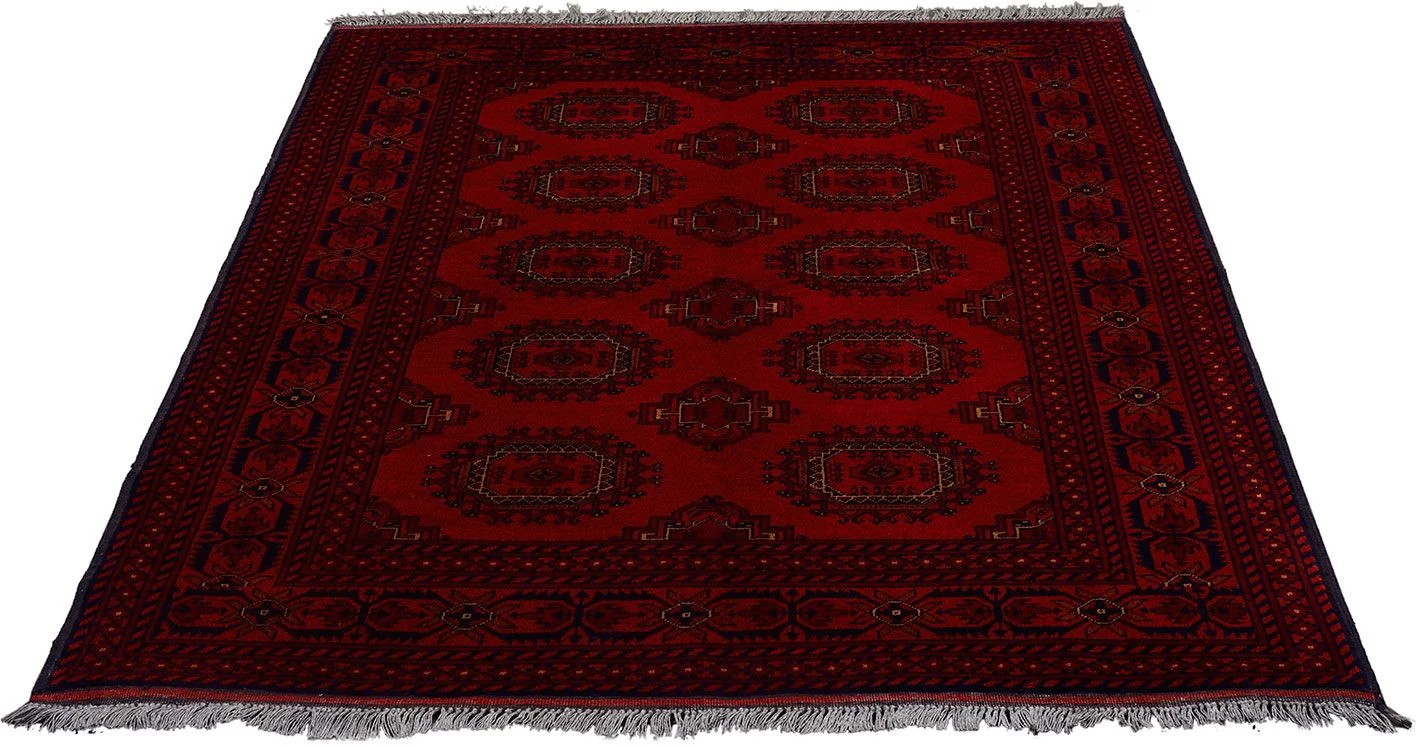 Alternative view of Wool Afghan Rug 151 × 197 cm, hand-knotted