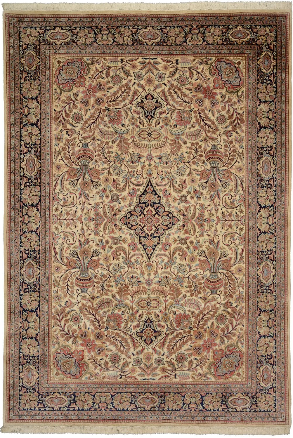 Kashan Indian Rug 202 × 293 cm in Wool, hand-knotted