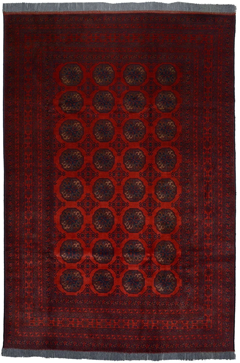 Hand-Knotted Afghan Rug, 198 × 295 cm, Wool