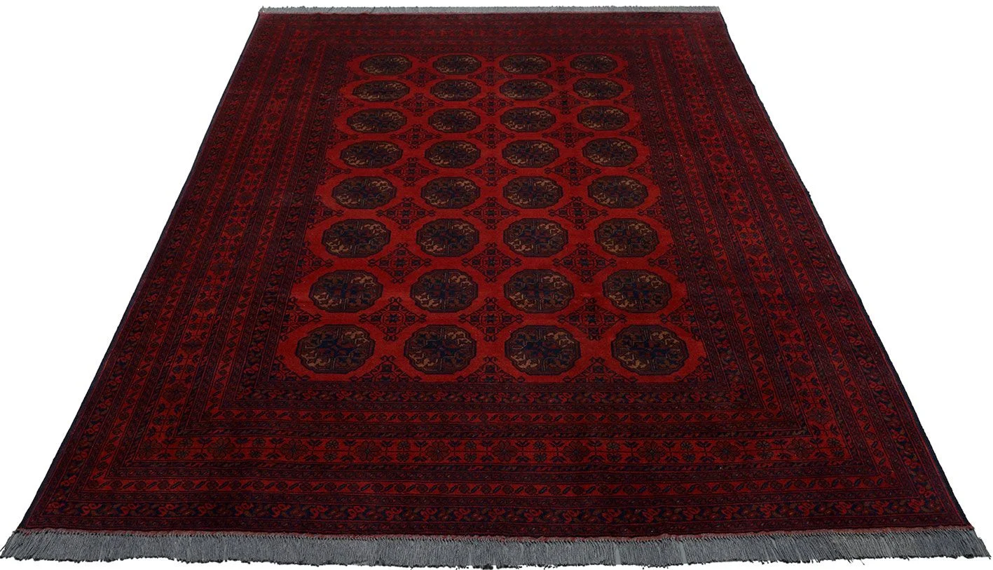 Alternative view of Hand-Knotted Afghan Rug, 198 × 295 cm, Wool