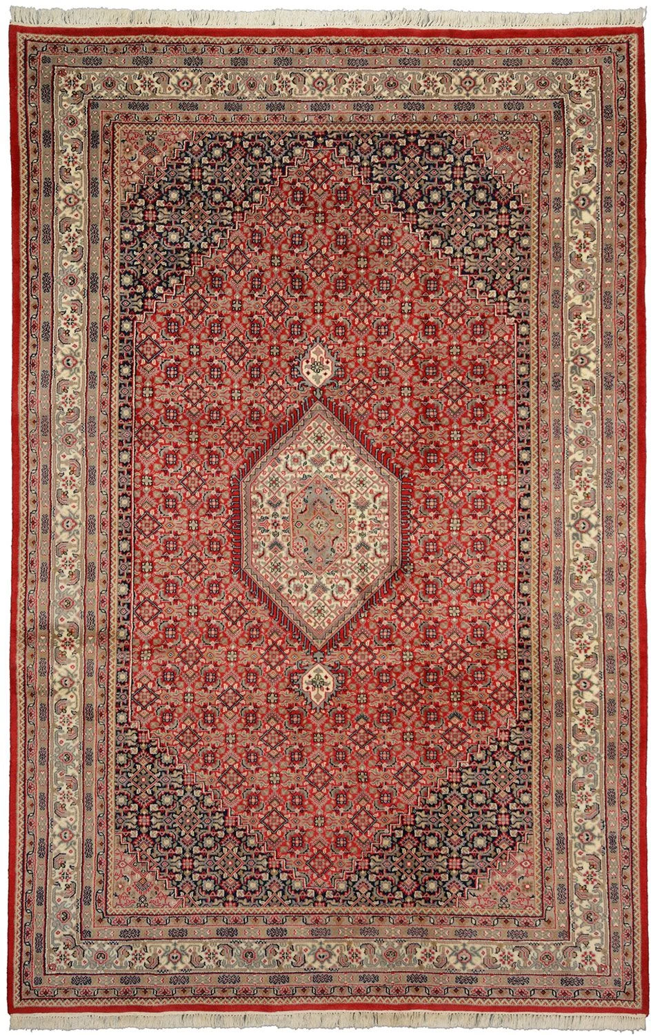 Hand-Knotted Bijar Indian Rug, 193 × 298 cm, Wool