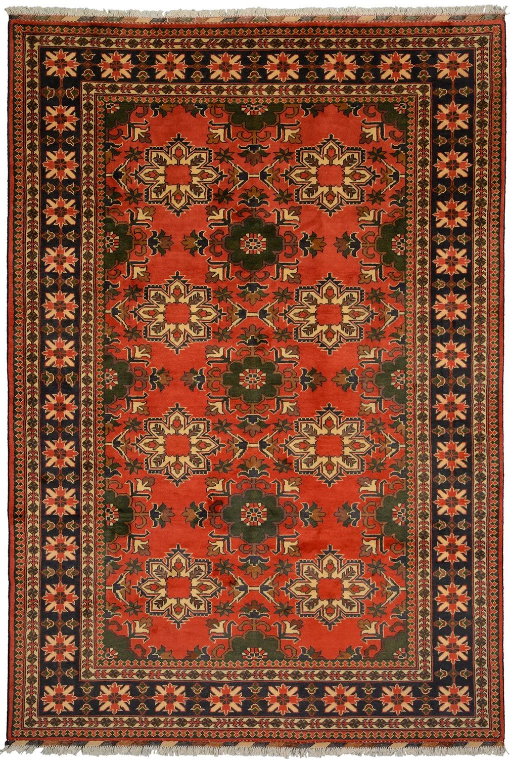 Wool Afghan Rug 202 × 293 cm, hand-knotted