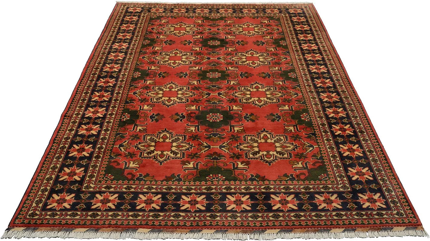 Alternative view of Wool Afghan Rug 202 × 293 cm, hand-knotted