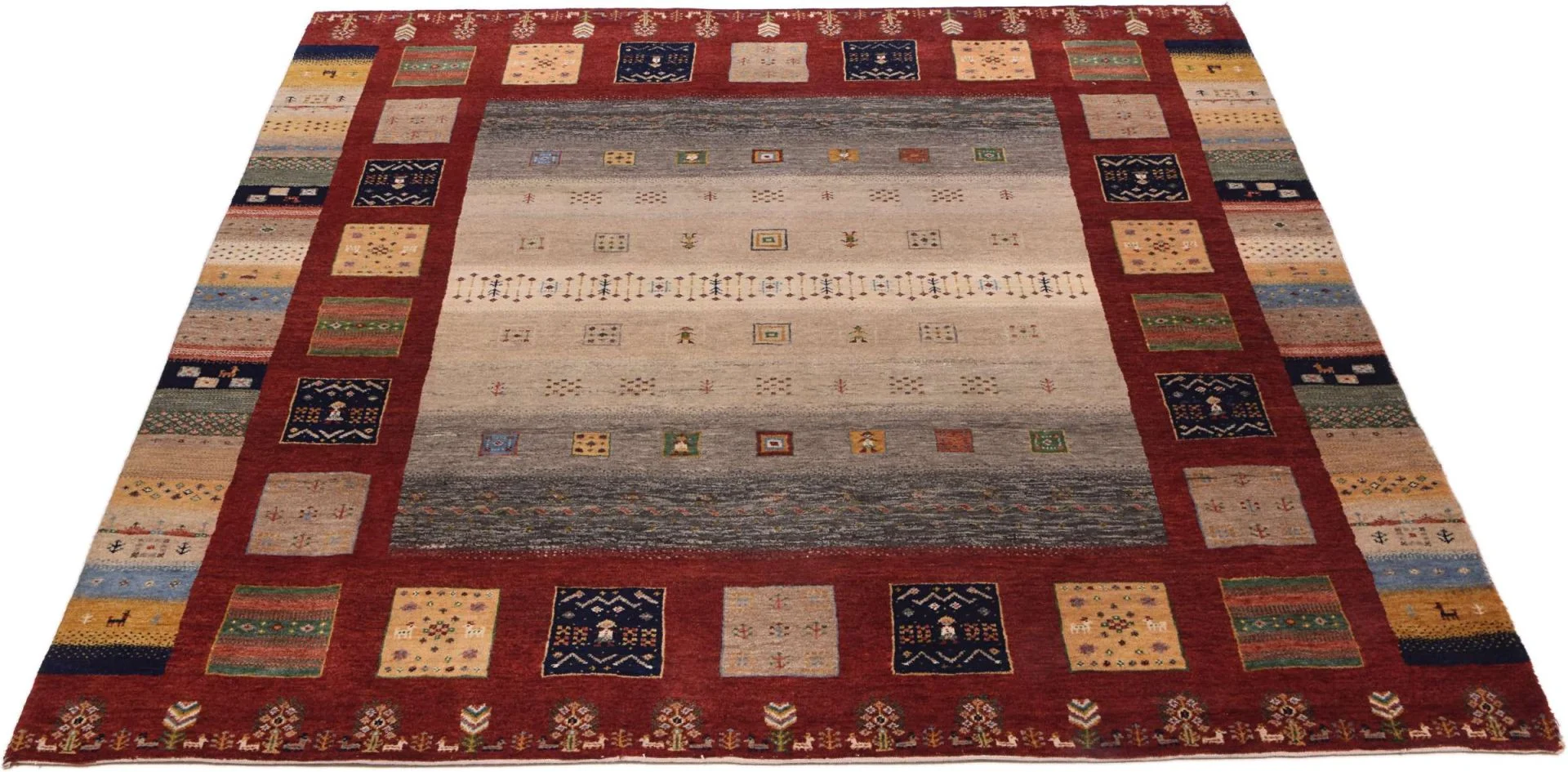 Alternative view of Loribaft Indian Rug 202 × 203 cm in Wool, hand-knotted