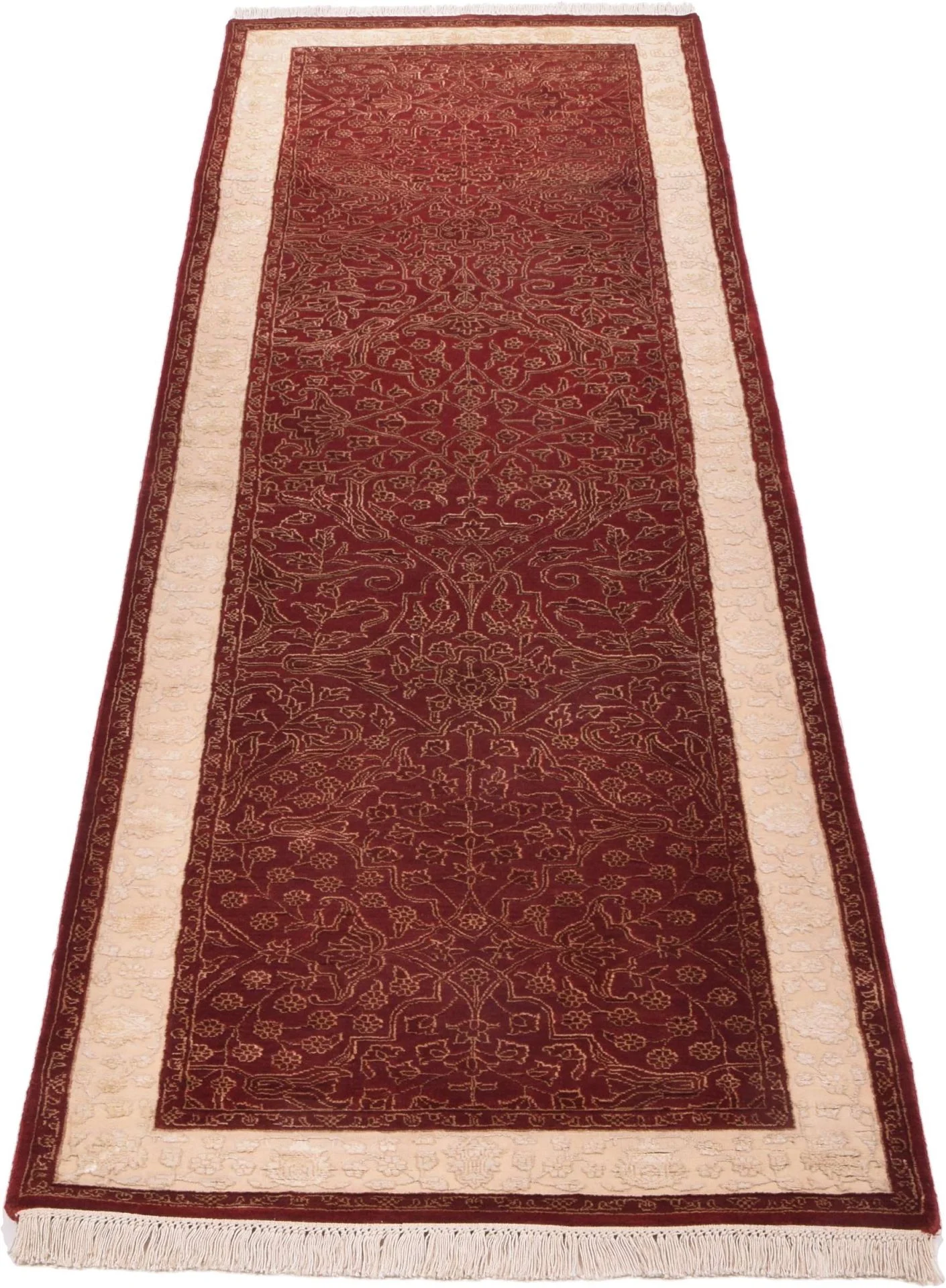 Alternative view of Wool Tabriz Indian Rug 85 × 290 cm, hand-knotted