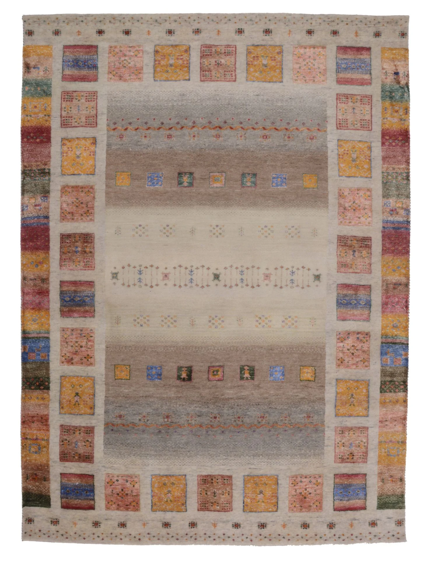 Hand-Knotted Loribaft Indian Rug, 156 × 209 cm, Wool & Silk