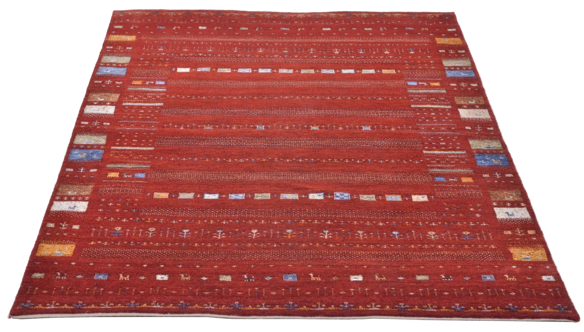 Alternative view of Hand-Knotted Loribaft Indian Rug, 152 × 206 cm, Wool