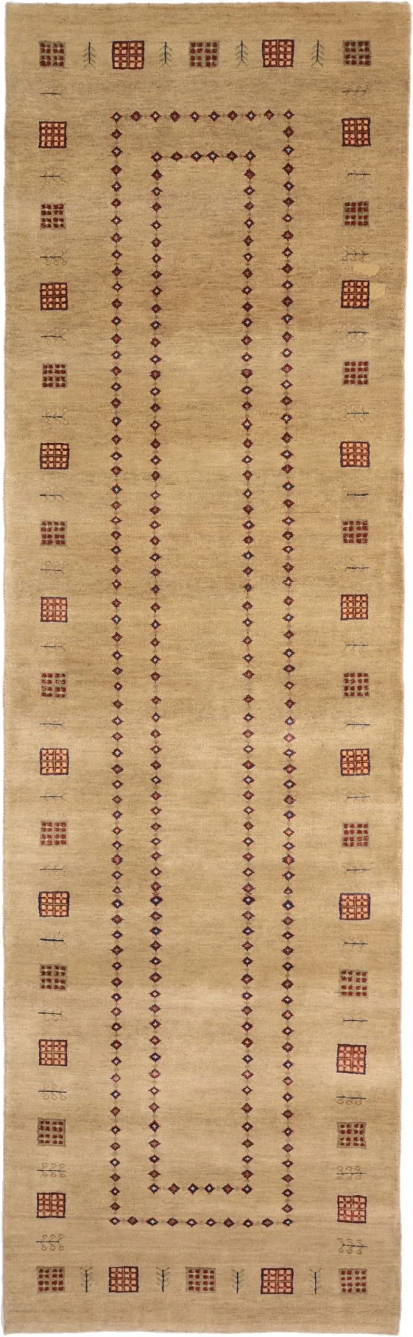 Hand-Knotted Loribaft Indian Rug, 78 × 257 cm, Wool