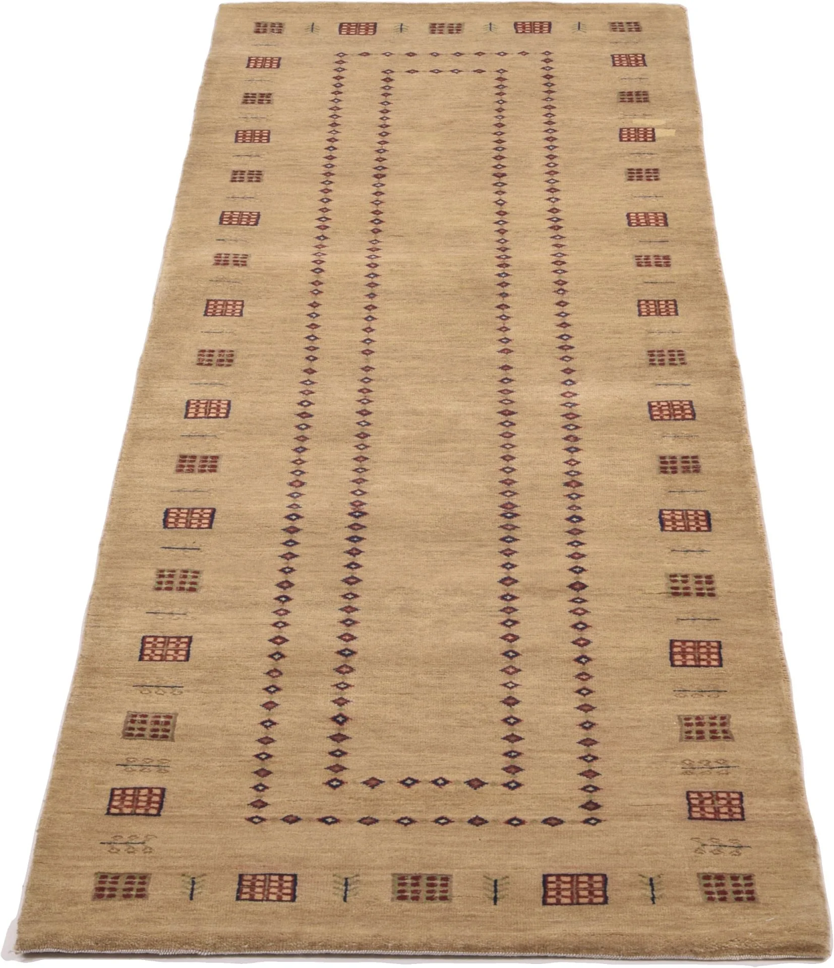 Alternative view of Hand-Knotted Loribaft Indian Rug, 78 × 257 cm, Wool