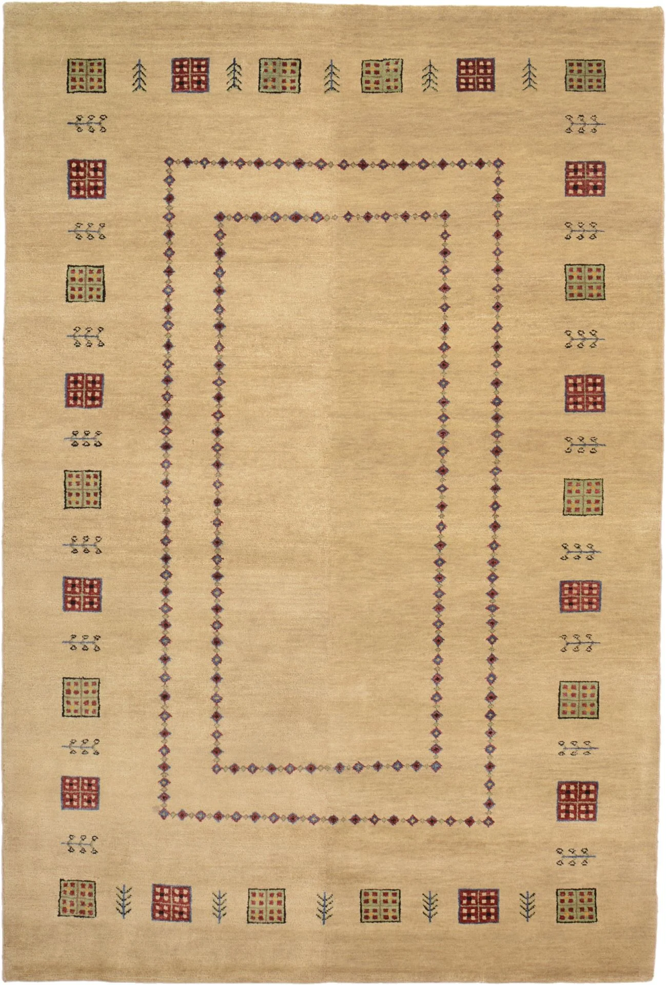 Hand-Knotted Loribaft Indian Rug, 127 × 189 cm