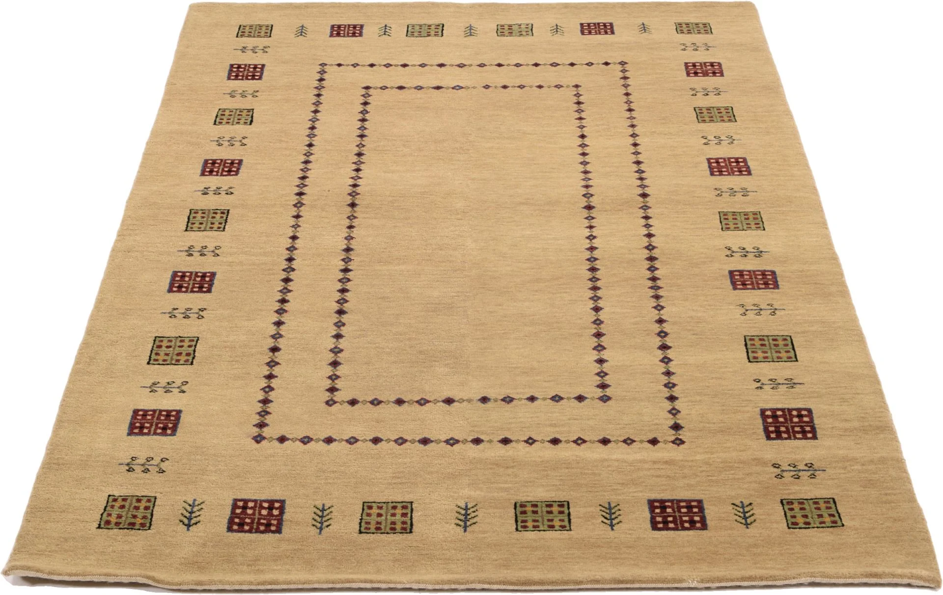 Alternative view of Hand-Knotted Loribaft Indian Rug, 127 × 189 cm