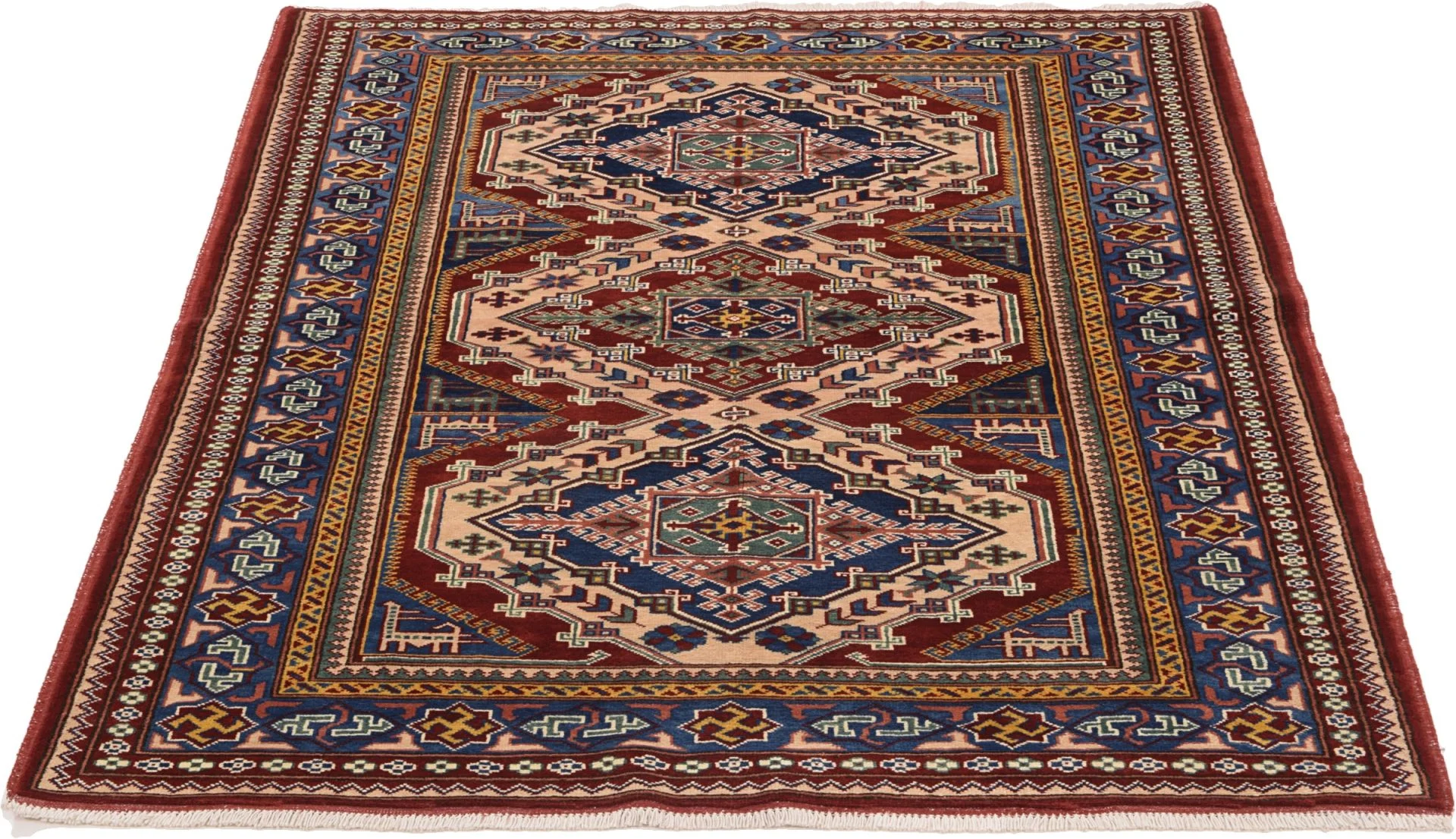 Alternative view of Hand-Knotted Kazak Indian Rug, 126 × 161 cm