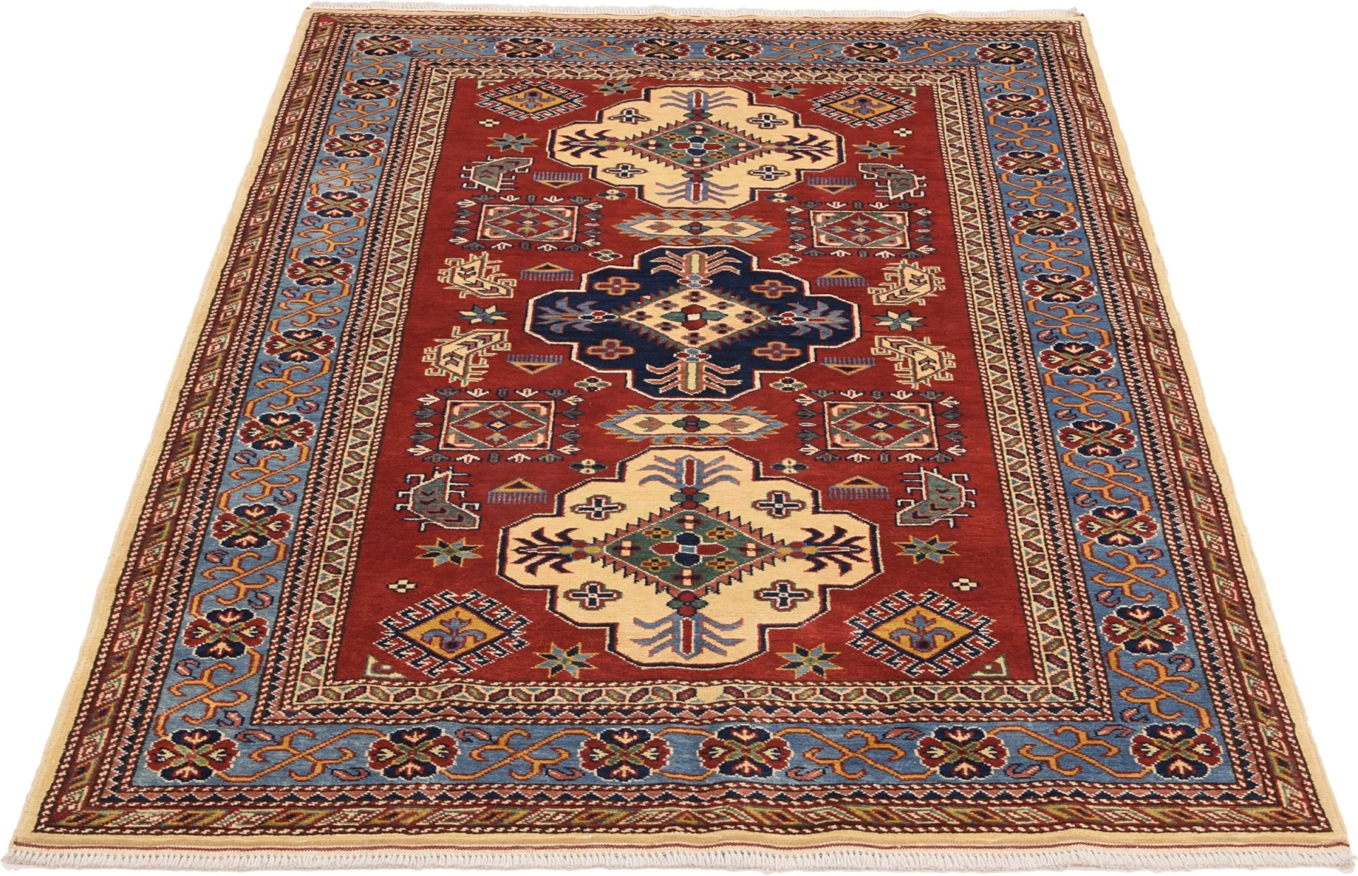 Alternative view of Hand-Knotted Kazak Indian Rug, 126 × 186 cm