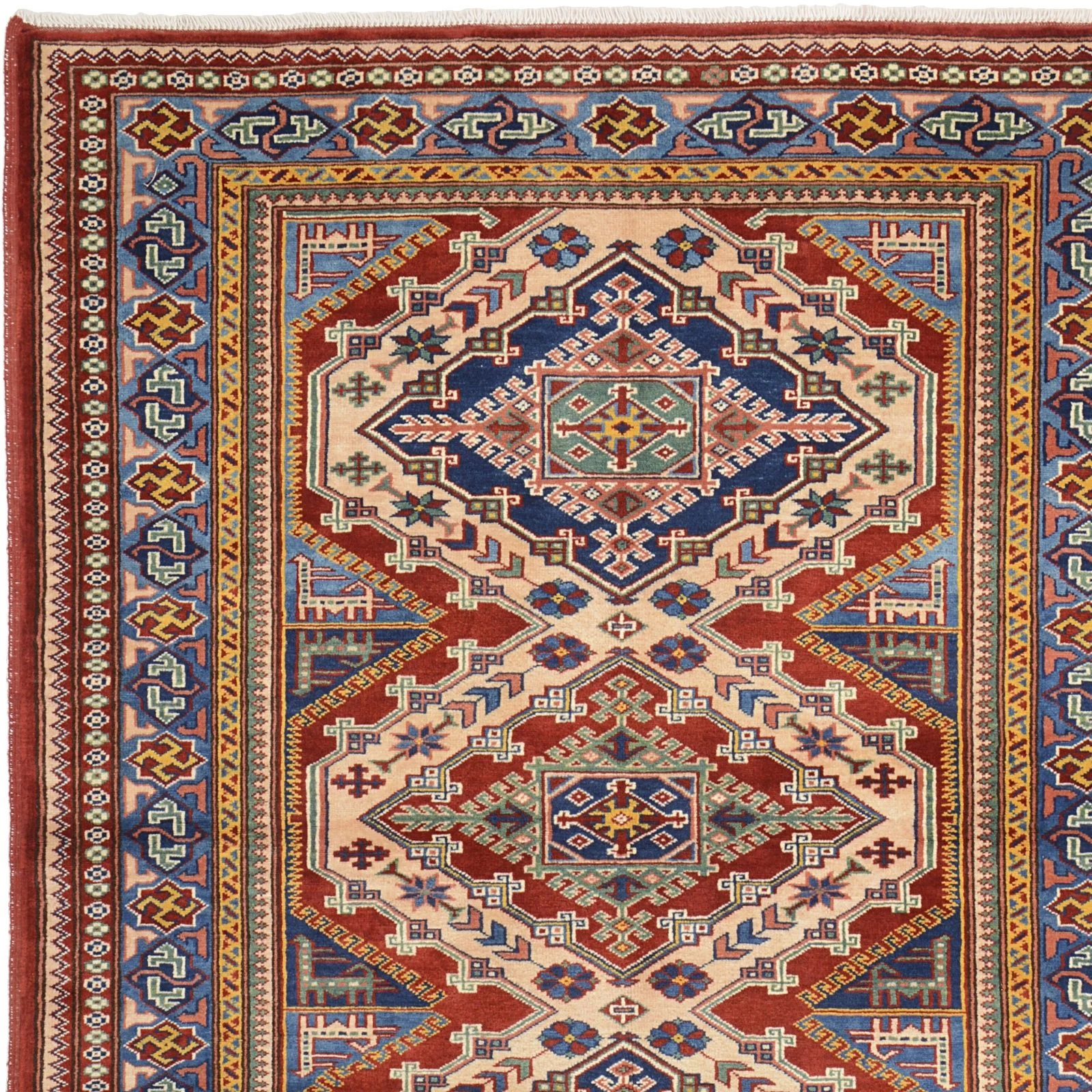 Hand-Knotted Kazak Indian Rug, 126 × 186 cm - Image 6