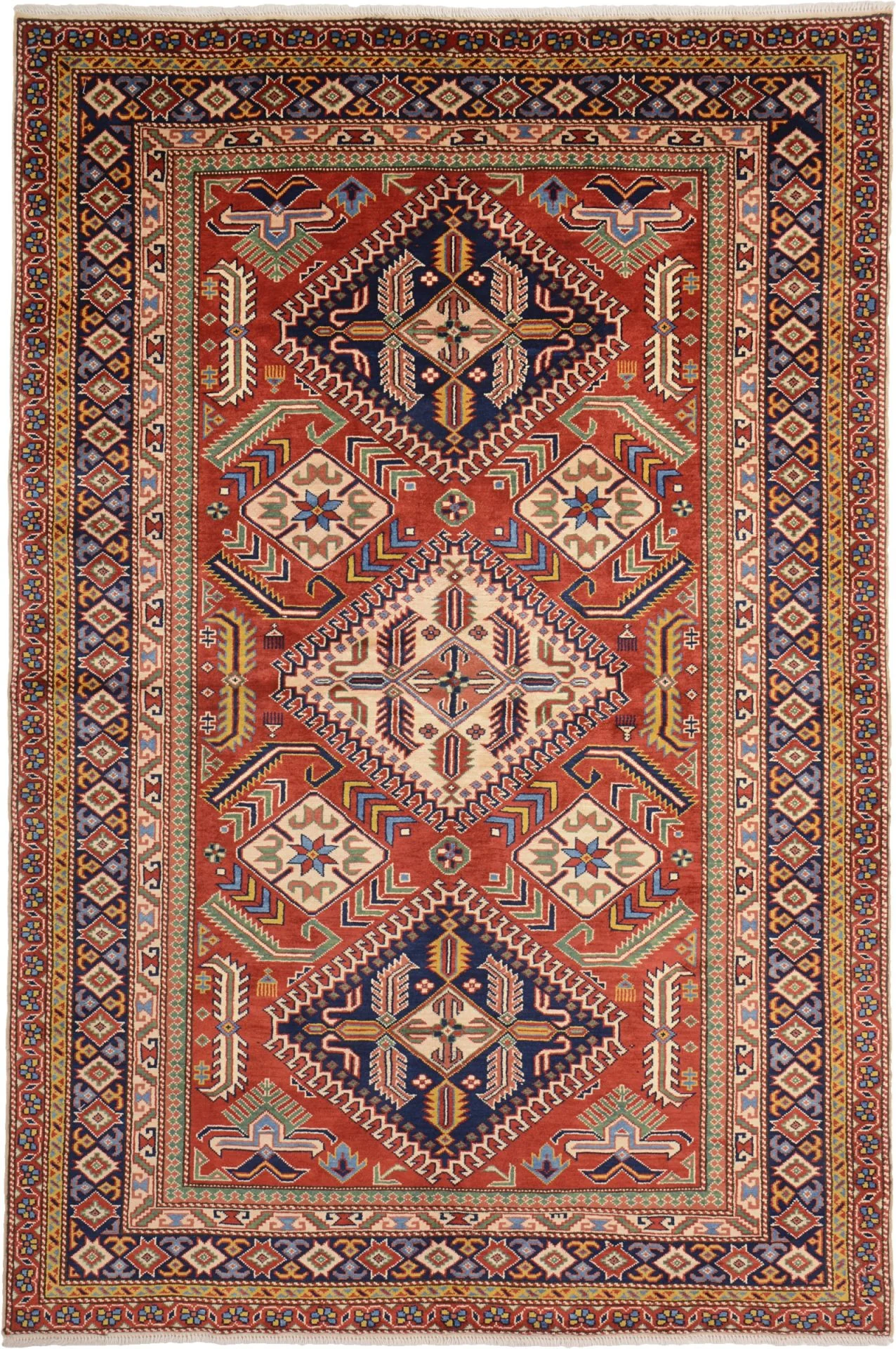 Hand-Knotted Kazak Indian Rug, 143 × 214 cm