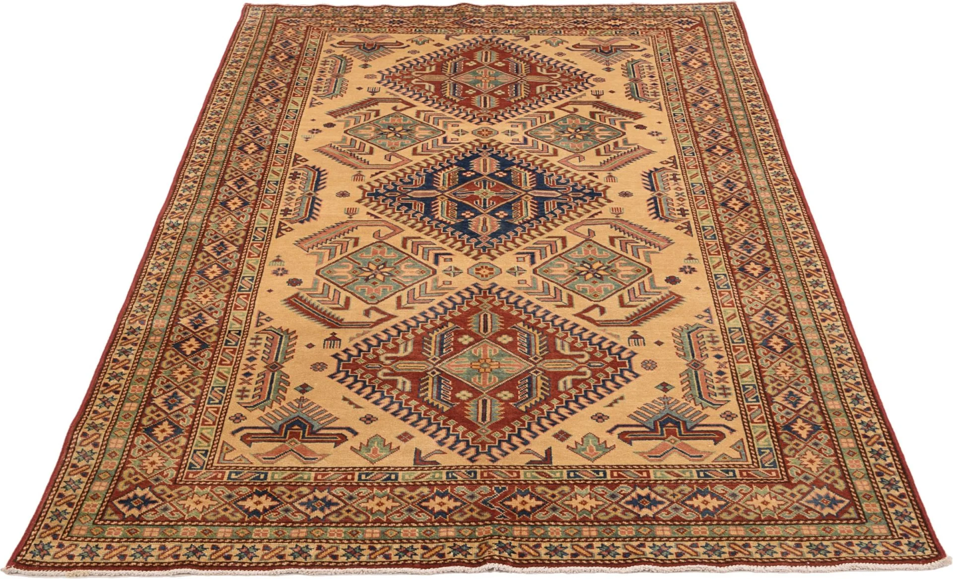 Alternative view of Hand-Knotted Kazak Indian Rug, 146 × 219 cm