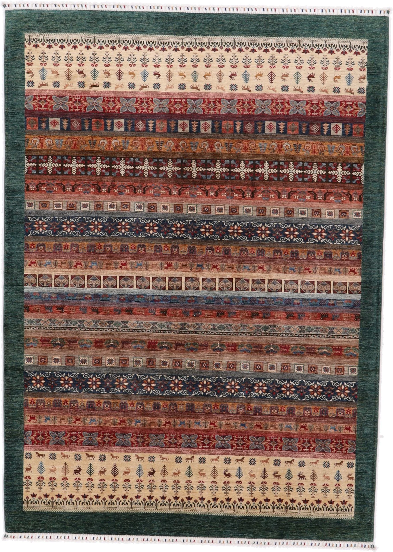 Hand-Knotted Ziegler Afghan Rug, 204 × 285 cm, Wool