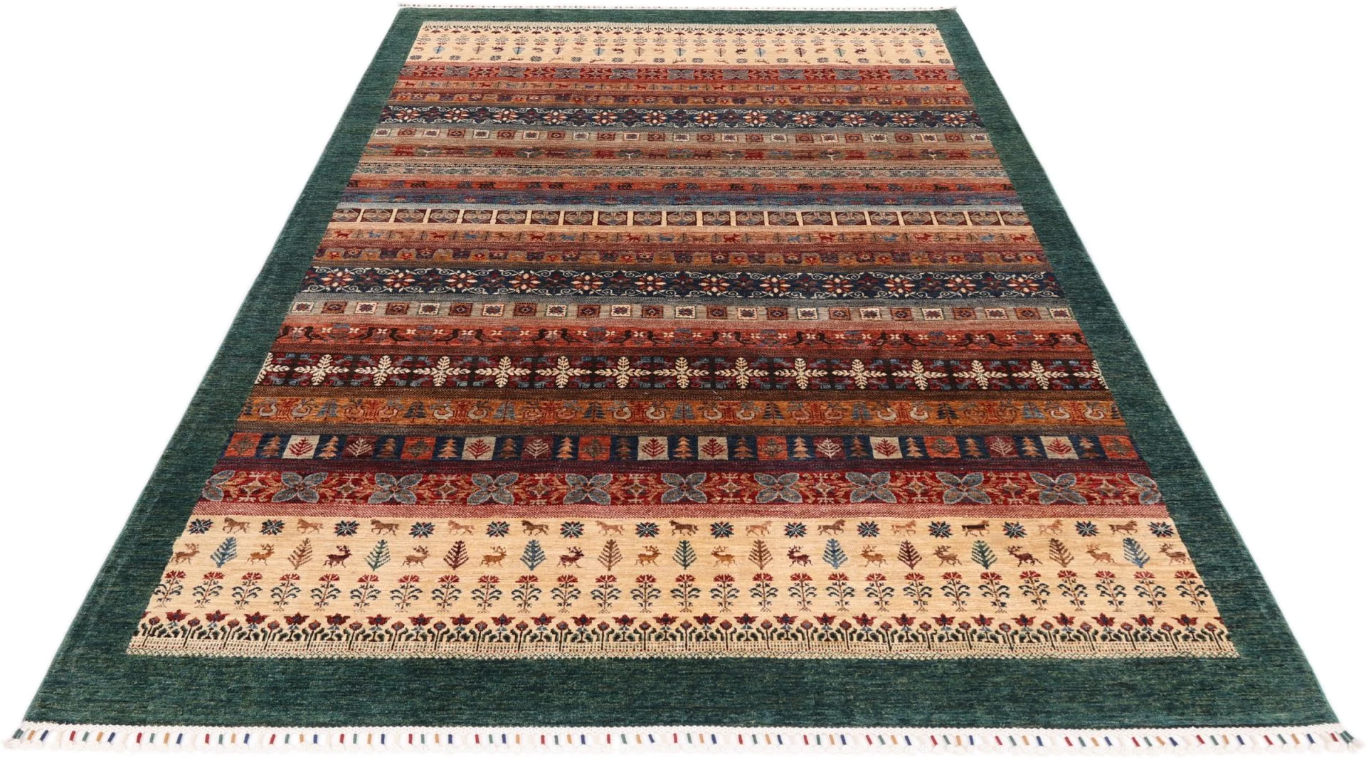 Alternative view of Hand-Knotted Ziegler Afghan Rug, 204 × 285 cm, Wool