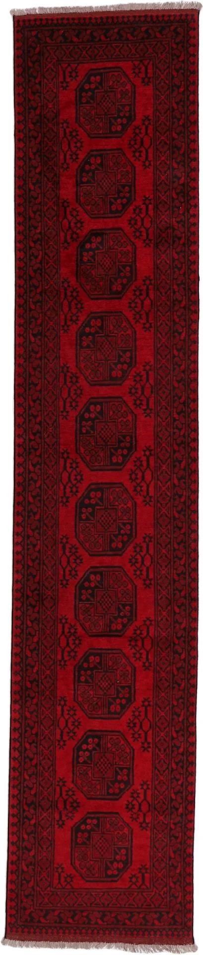 Afghan Rug 80 × 401 cm in Wool, hand-knotted