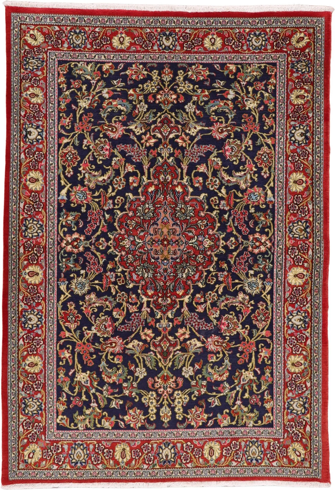 Hand-Knotted Qom Persian Rug, 137 × 199 cm, Wool