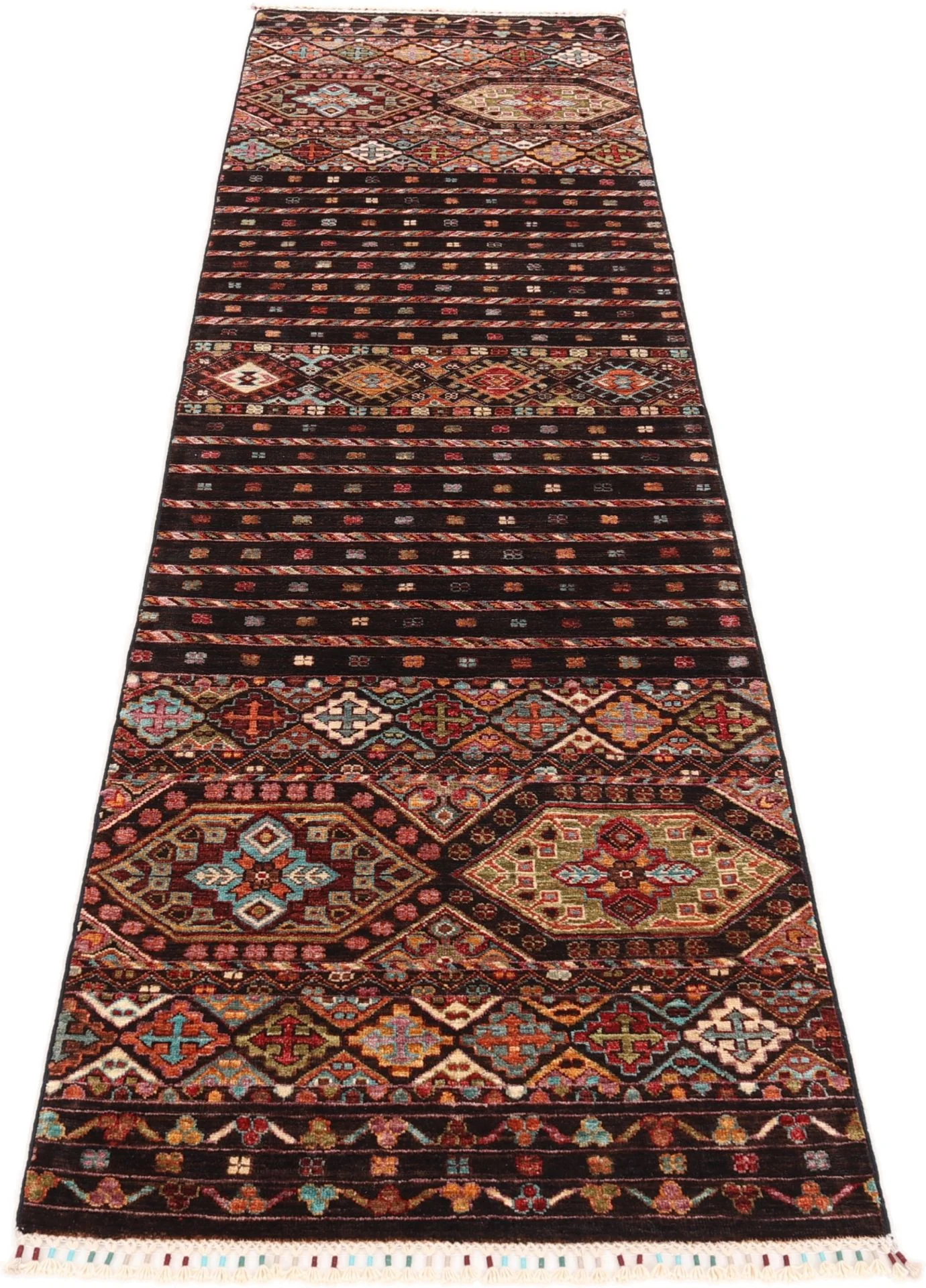 Alternative view of Hand-Knotted Samarkand Afghan Rug, 84 × 311 cm, Wool