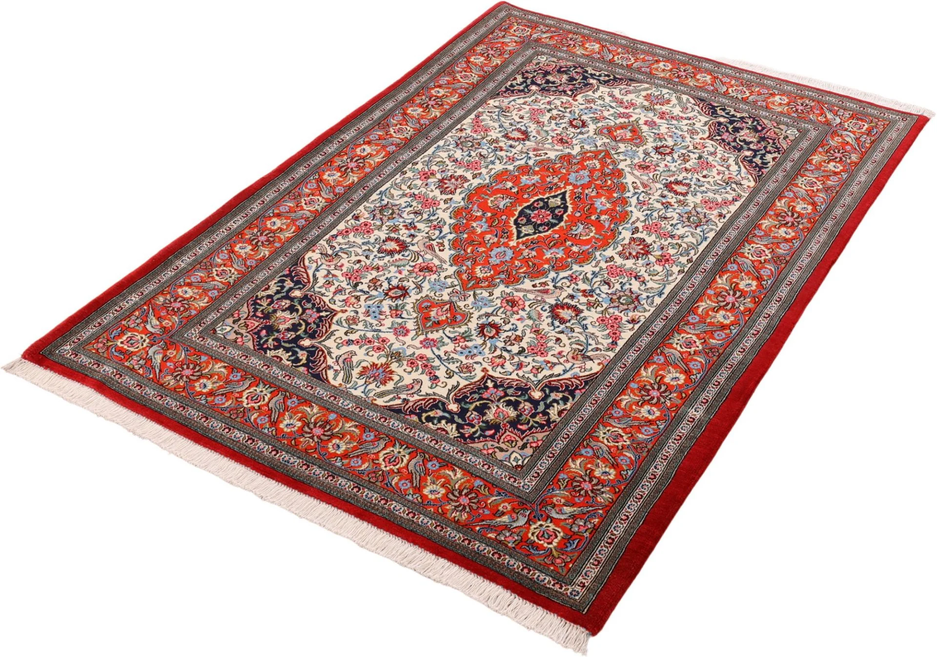 Alternative view of Qom Persian Rug 136 × 202 cm in Wool, hand-knotted