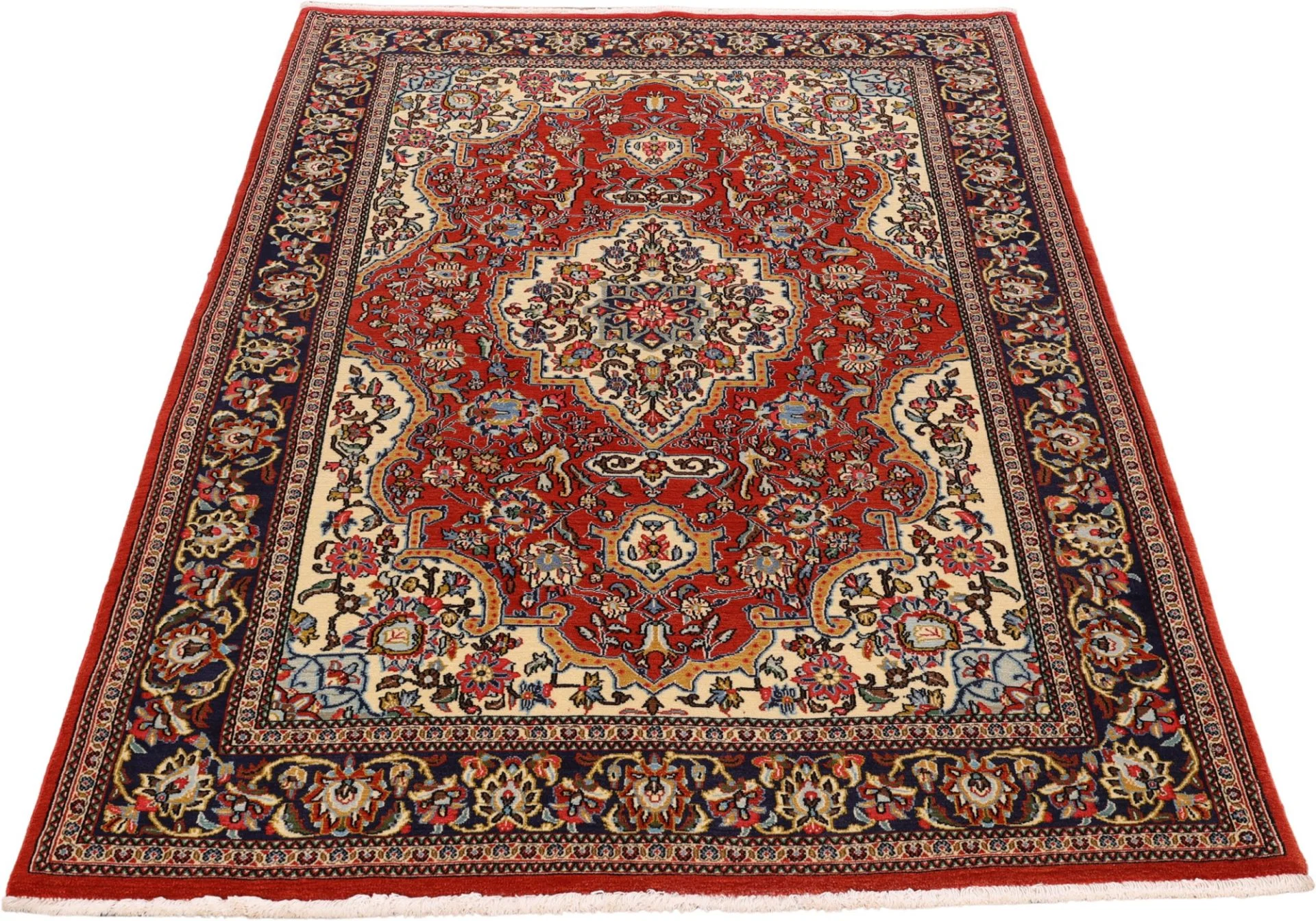 Alternative view of Hand-Knotted Qom Persian Rug, 140 × 208 cm, Wool