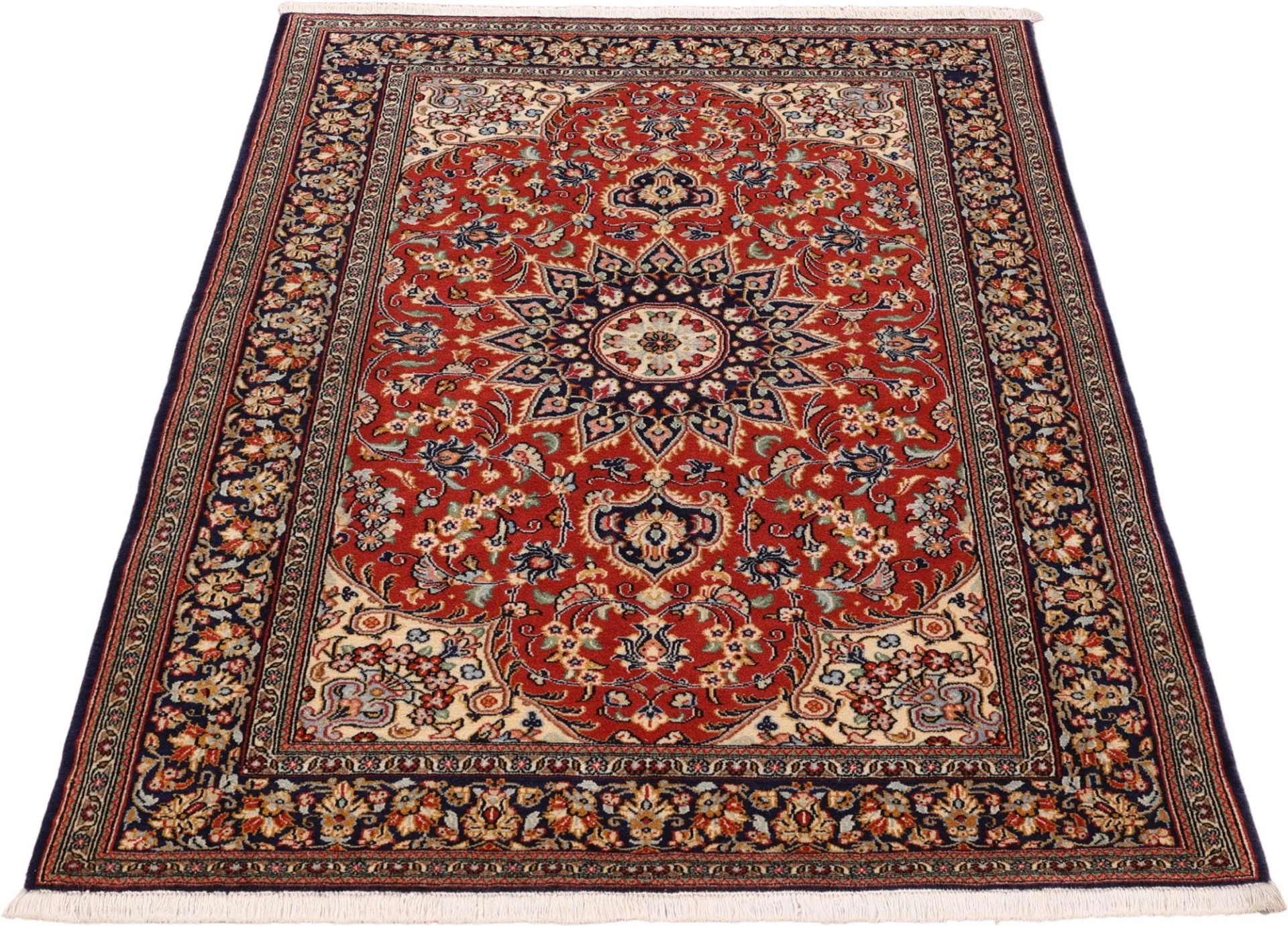 Alternative view of Hand-Knotted Qom Persian Rug, 129 × 177 cm, Wool