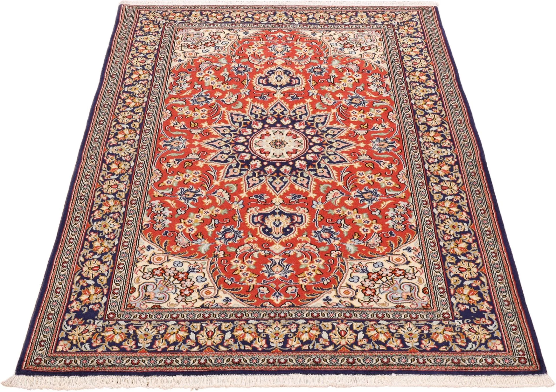 Hand-Knotted Qom Persian Rug, 129 × 177 cm, Wool - Image 3