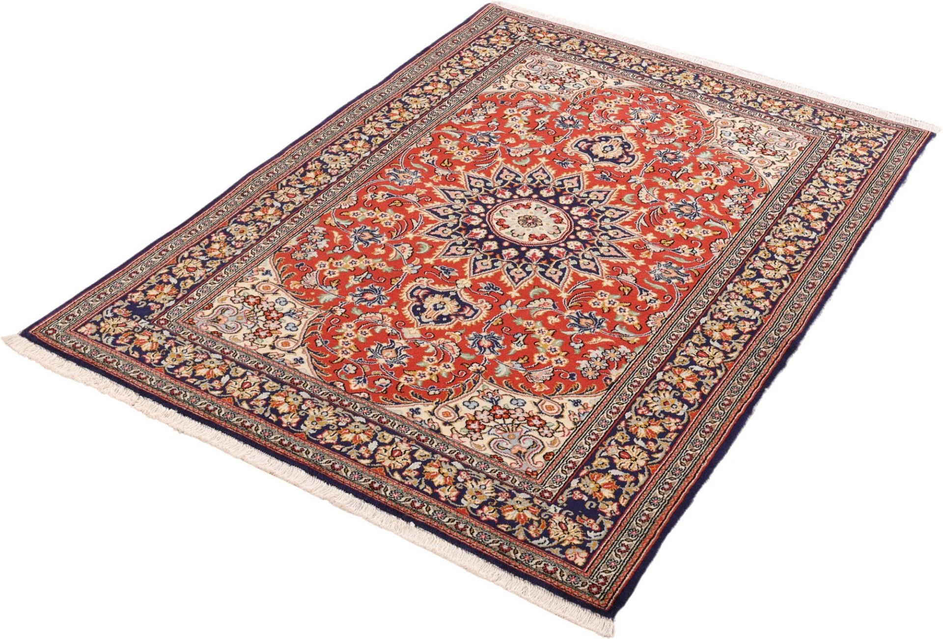 Hand-Knotted Qom Persian Rug, 129 × 177 cm, Wool - Image 4