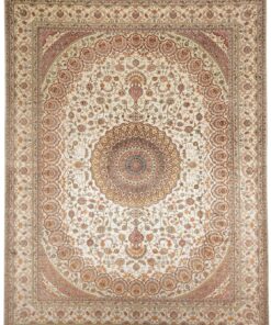 Qom Oriental Rug 355 × 280 cm, silk, hand-knotted