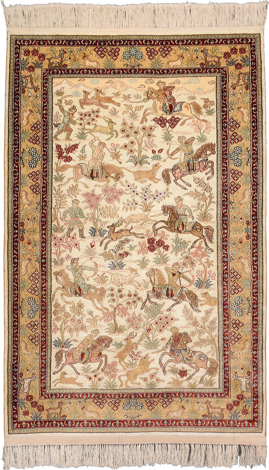 Hereke Oriental Rug 126 × 82 cm, silk, hand-knotted