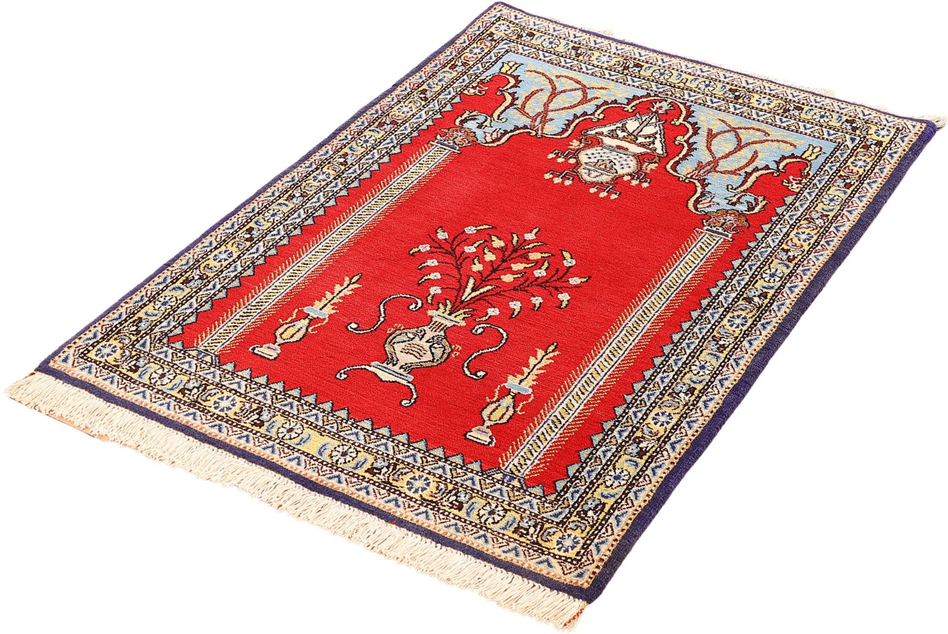 Qom Persian Rug 123 × 84 cm, wool & silk, hand-knotted — view 3