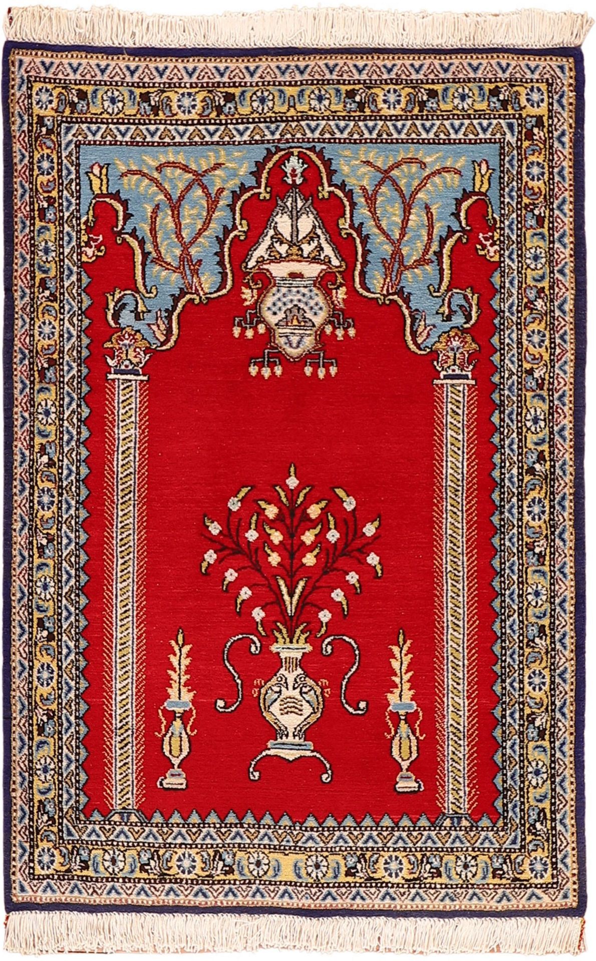 Qom Persian Rug 123 × 84 cm, wool & silk, hand-knotted